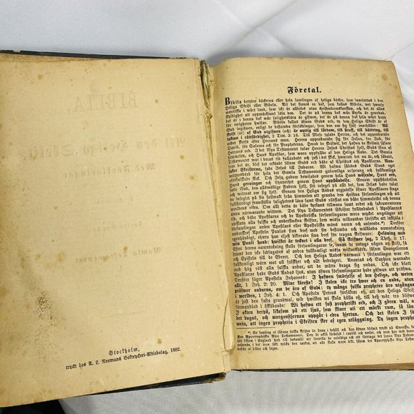 Antique 1882 SWEDISH Biblia  HARD BOUND BOOK Gleerup 1st Edition 7th Print - Picture 8 of 12